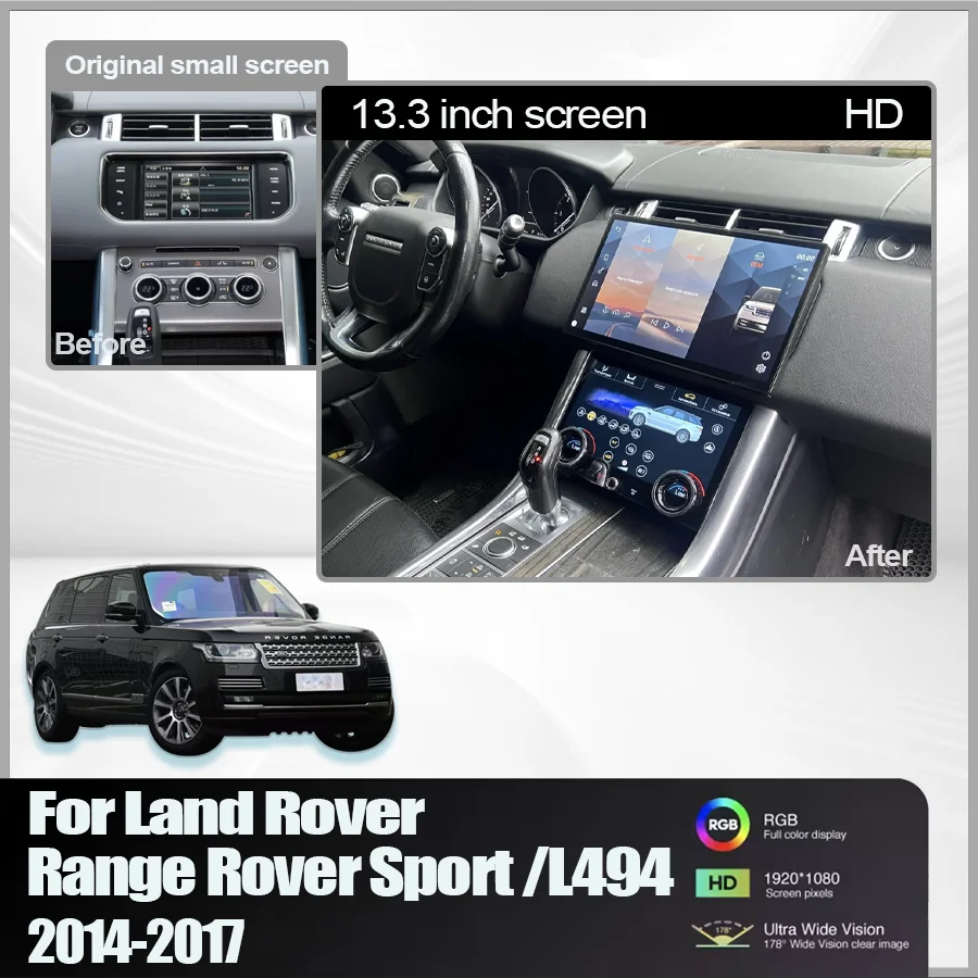 Фото 13,3-дюймовый мультимедийный плеер для Land Rover Sport/L494 2014-2017 гг., радио Carplay, панель кондиционера, Android Bosch/Harman №2