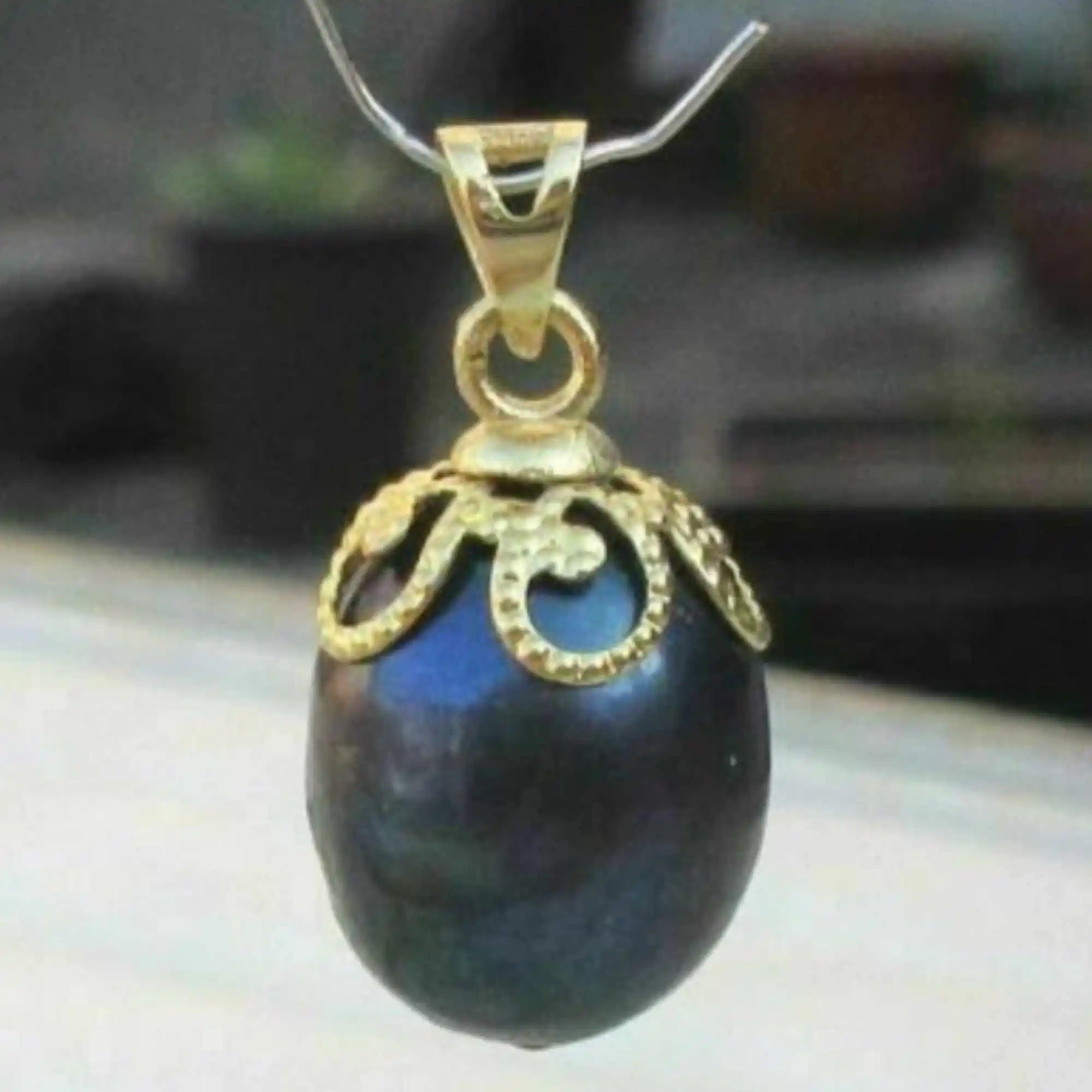 

Natural baroque South Sea black Pearl pendant 14k gold necklace Women Jewellery Unisex Reiki Natural Clavicle Gold Zodiac