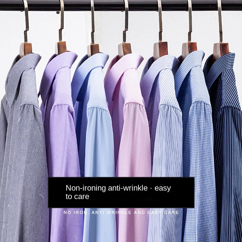 Long Sleeve Shirt for Men Print Autumn Casual Stripe Plaid Dress Shirt Business Slim Fit Solid Soft Button Down Office Camisa