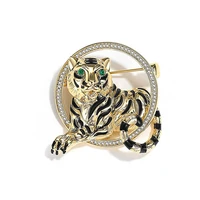 new 925 silver gold plated silver tiger brooches adjutable women party jewelry open bangle circle jewels accessories enamel pins