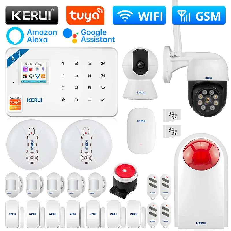 

KERUI W181 Alarm System WIFI GSM Alarm for Home Support Alexa Tuya Smart Motion Sensor Door Sensor Detector Siren Security