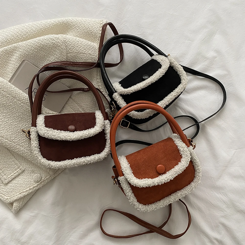 

Women Crossbody Bags Fashion Autumn Winter Fur Fluffy Quilted Messenger Bag Women Shoulder Bags Mini Fur Quilted Purse
