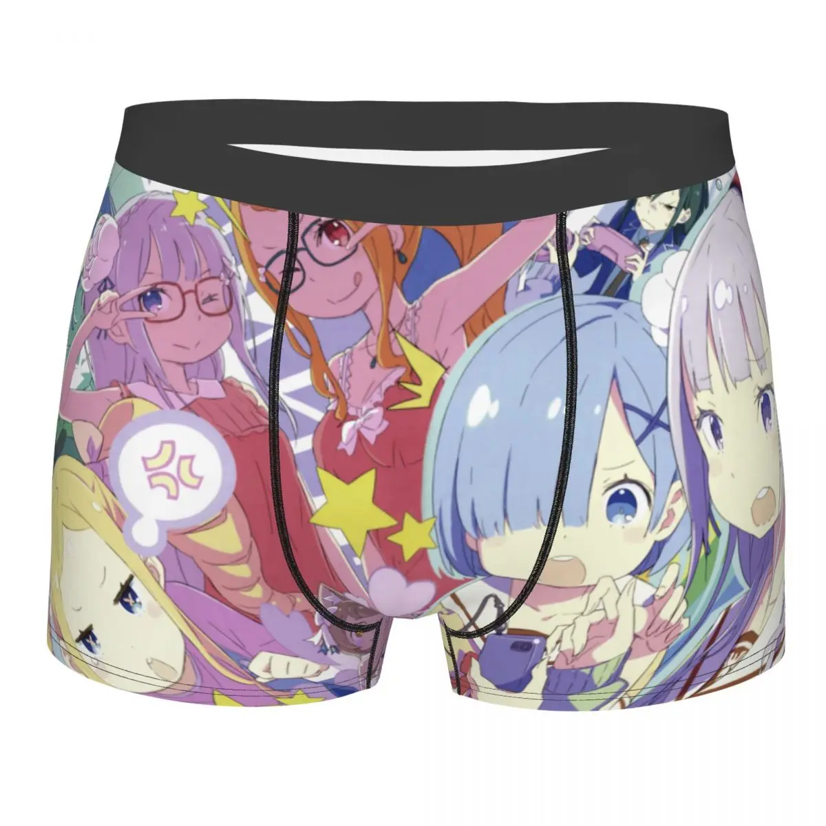

Men Ram And Rem Re Zero Underwear Natsuki Anime Humor Boxer Shorts Panties Homme Polyester Underpants Plus Size