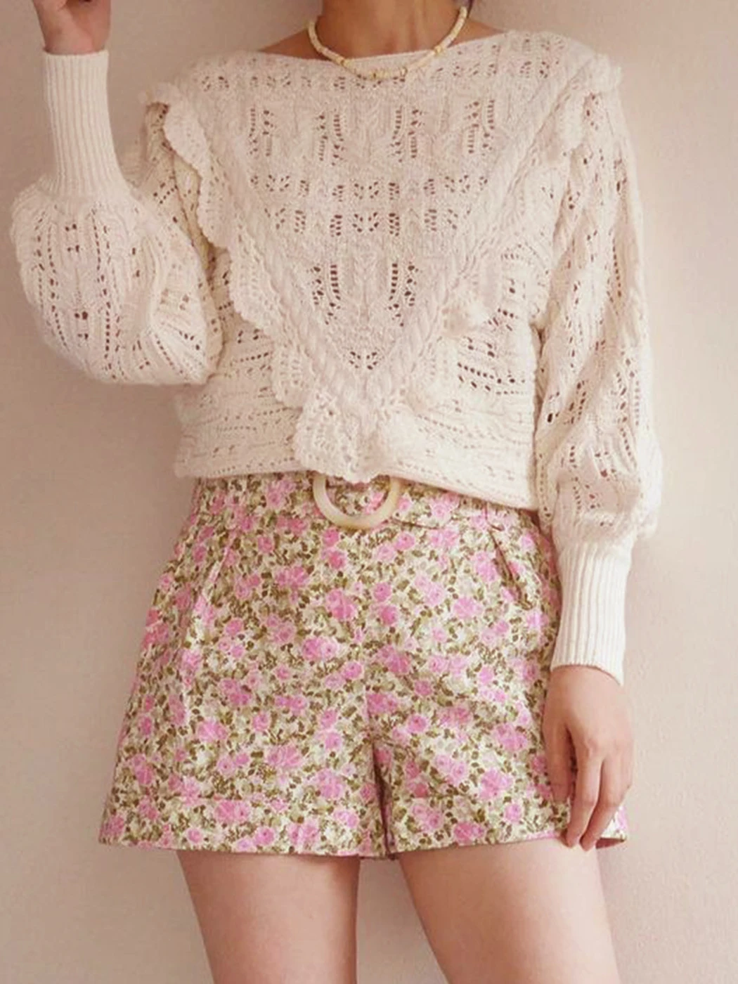 

Hook Flower Hollow Sweaters Jumper Women 2022 Autumn Ribbed Fancy Knitting Vintage Chic Pullovers Ruffle Solid Fashion Jumpers