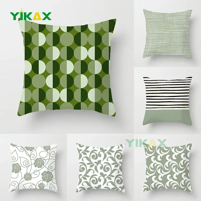 

Mint Green Pillow Case Geometric Print Cushion Cover Pillowcases Sofa Bed Pillow Covers 45*45cm Soft New Year Pillowcases