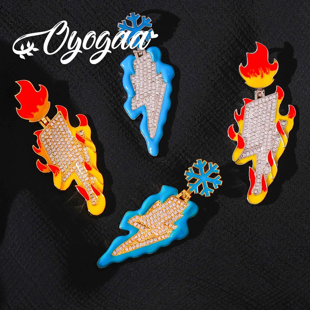 

Новинка 2023 подвеска OYOGAA Ice and Fire с молнией ожерелье для мужчин светящаяся подвеска с молнией хип-хоп модные украшения для подарка