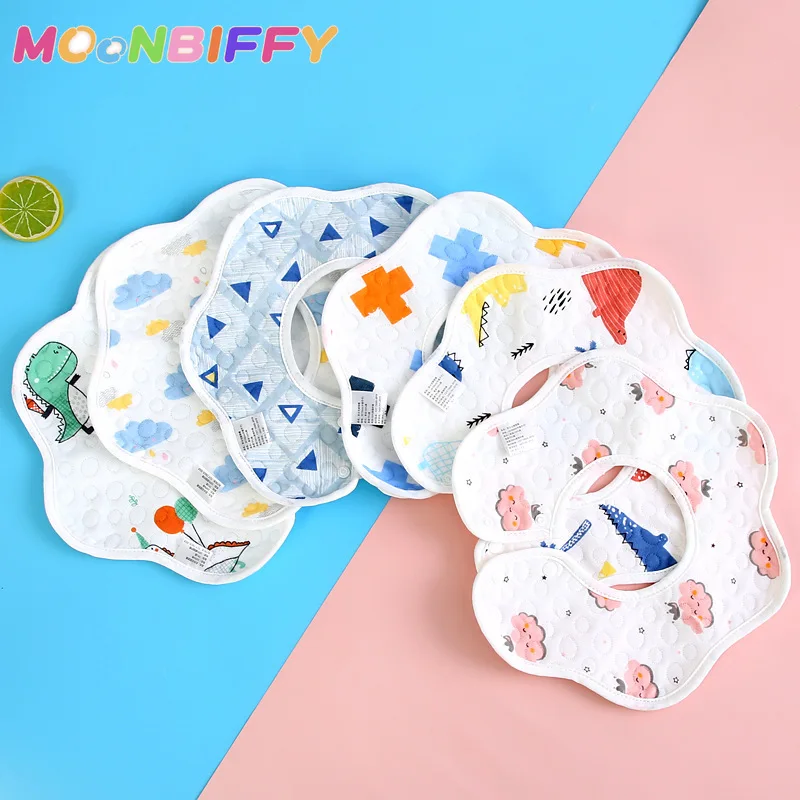 

Muslin Bibs Cotton 360 Degree Round Flower Baby Boys Girls Cartoon Animals Feeding Bib Newborn Infant Saliva Towel Baby Stuff