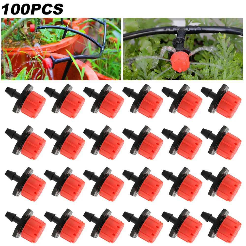 

100pcs Drip Emitters 360 Degree Adjustable Irrigation Drippers Sprinklers 1/4 Inch Emitters Dripper Micro Drip Irrigation