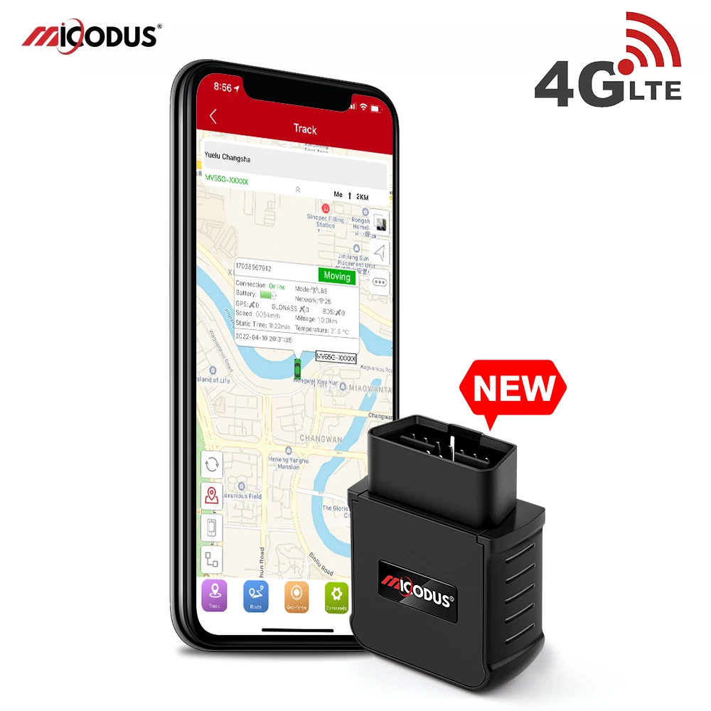 2022 MiCODUS OBD GPS Tracker 4G MV55G 9-50V Engine ON/OFF Alarm GPS Car Tracker Tracking Device Plug Out Alarm LIFETIME Free APP