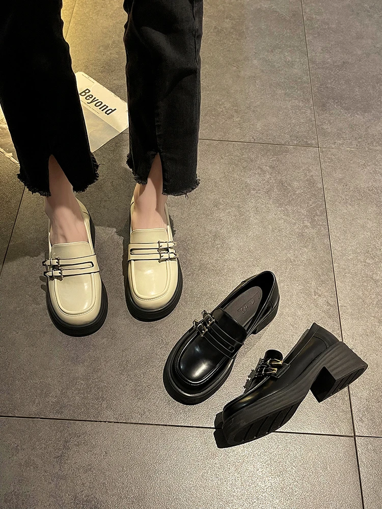 

Летняя обувь в британском стиле, Женская универсальная обувь, оксфорды на платформе для сабо, женские классические туфли в стиле преппи в стиле ретро 2023, новые криперы