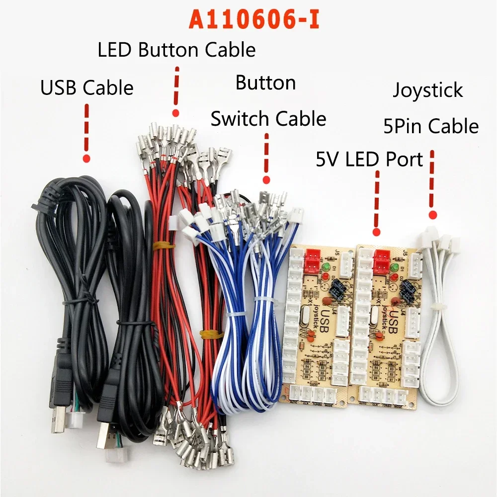 Комплект аркадного шкафа с нулевой задержкой 5 В светодиодный прозрачный черный