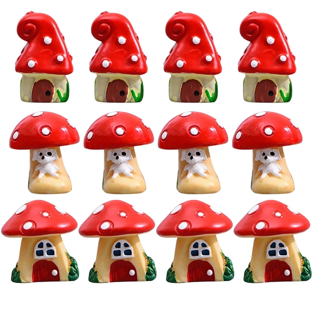 

Mushroom Mini Mushrooms Figurines Decor Garden Miniature House Bonsai Ornaments Fake Ornament Cake Resin Micro Statue