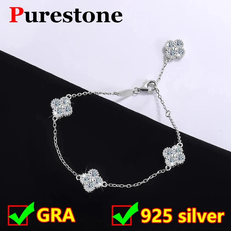 Браслеты из серебра S925 с муассанитом 2 4 карата