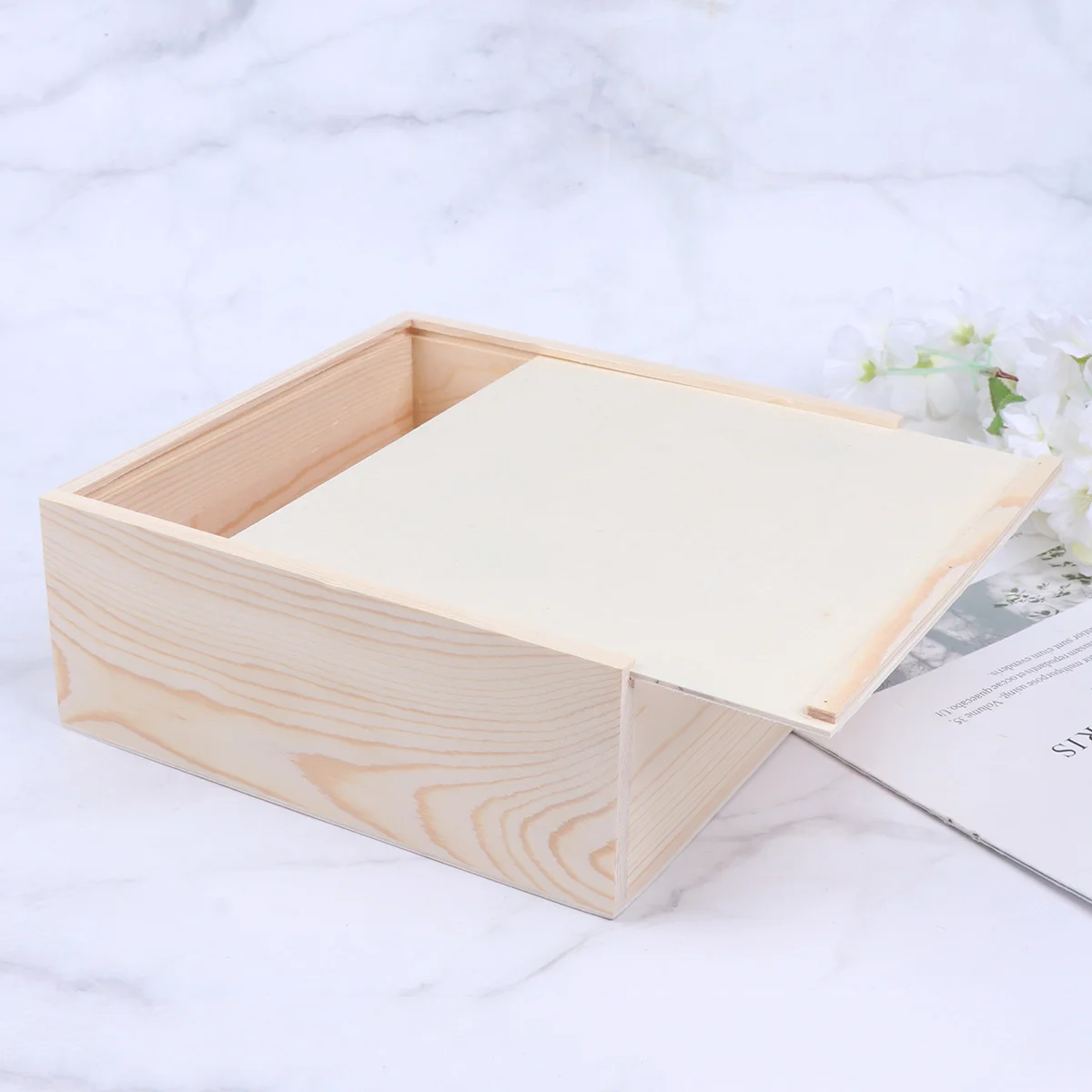 

Operitacx Jewelry Organizer Tray Unfinished Pine Wood Box Wooden Gift Box with Push Cover for Hobbies and Home Storage Pearl