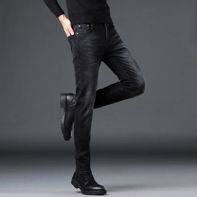 Осенне-зимние утягивающие прямые мужские джинсы Blackslims новинка 2023 обтягивающие
