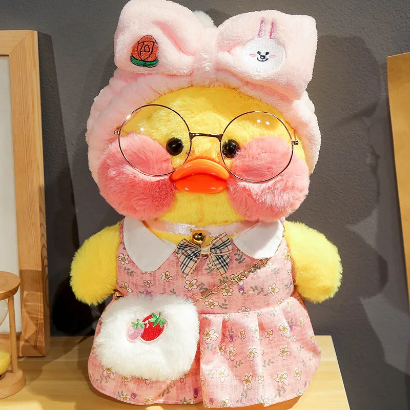Kawaii 30cm Cute Lalafanfan Cafe Duck With Cloth Plush Toy Stuffed Animal Soft Doll Pillow Creative Birthday Gift For Children |