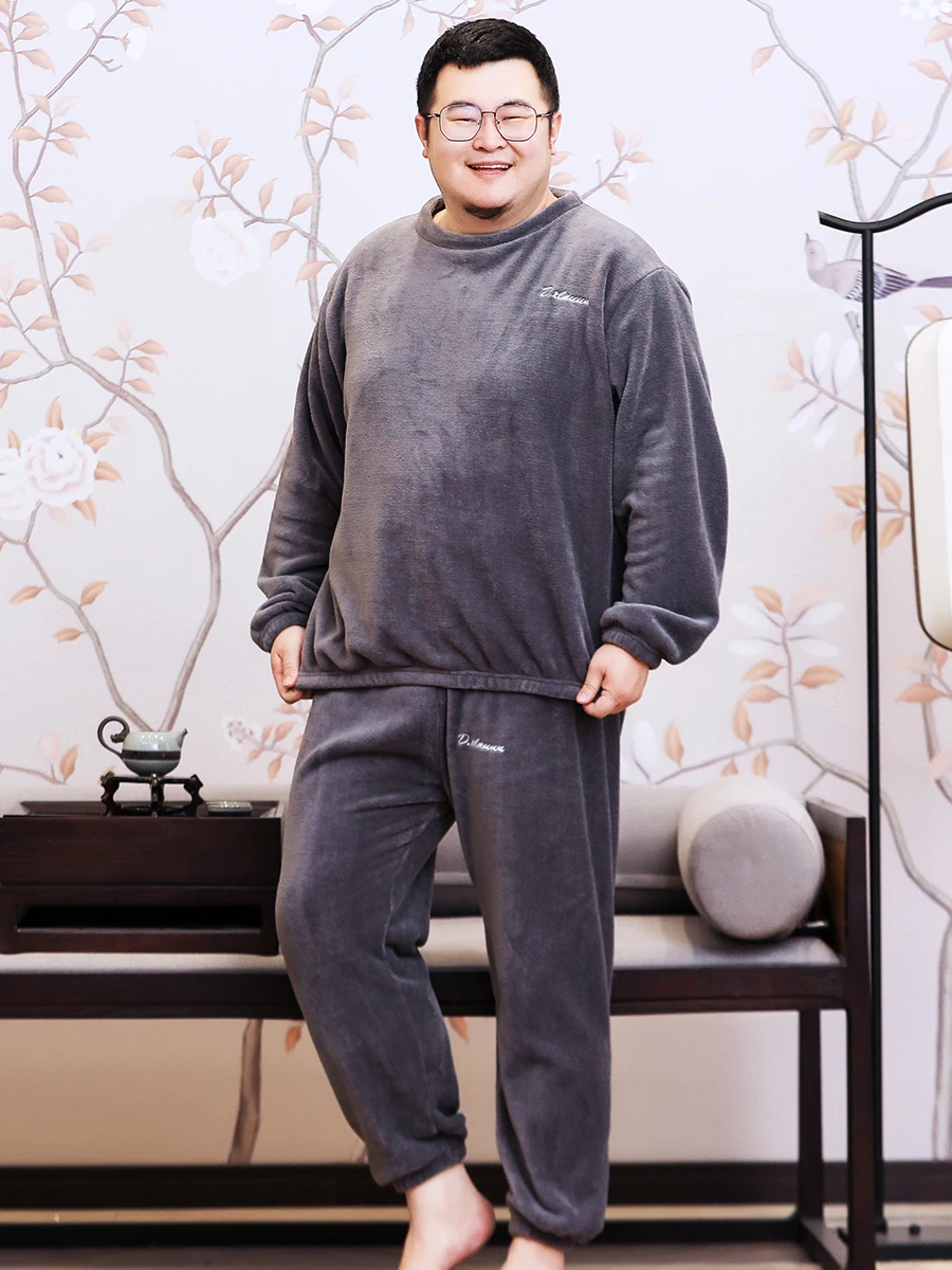 Зимний пуловер больших размеров пижамы мужские из кораллового флиса толстое