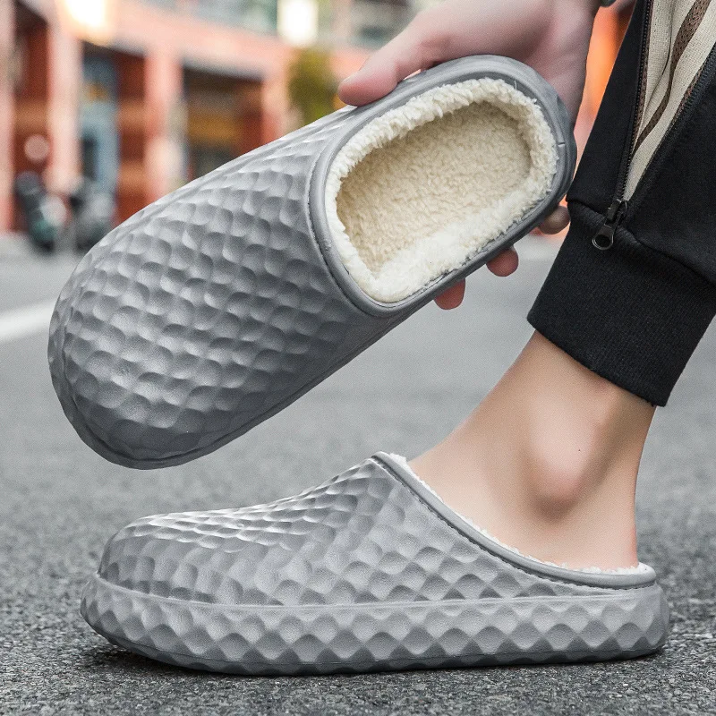 

Winter Couple Warm Cotton Shoes Wearing Thick Sole Velvet Anti Slip Cotton Slippers Outside Waterproof Indoor Slippers At Home