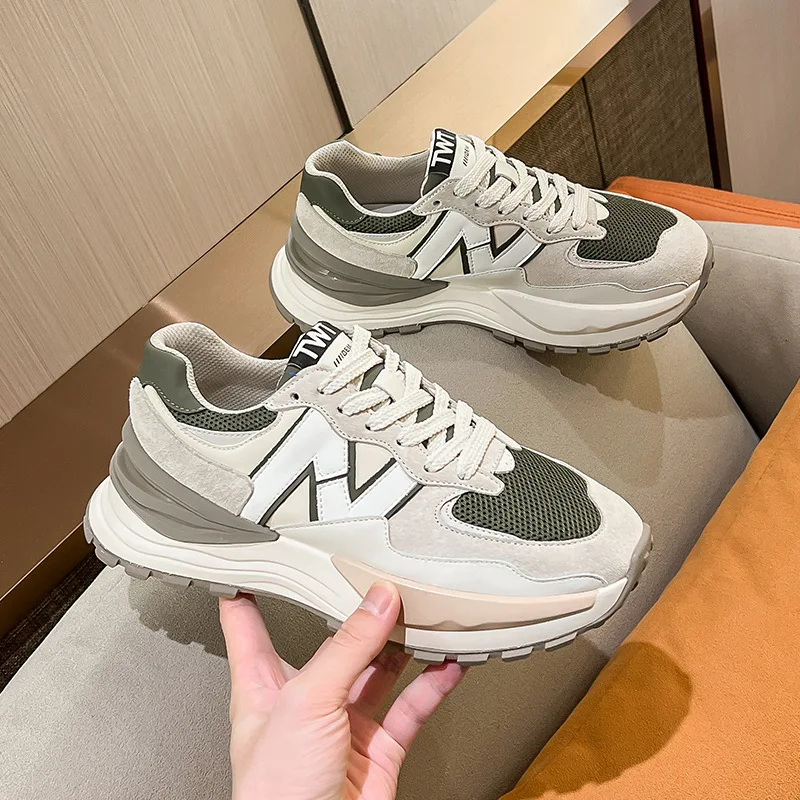 

Туфли женские на толстой подошве, ретро туфли N word Агам, весна-осень 2023, новая нишевая Обувь На Шнуровке Для Папы, ins