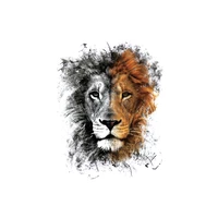 temporary tattoo stickers lion black white primary colors realistic fake tatto waterproof tatoo arm leg large size for women men