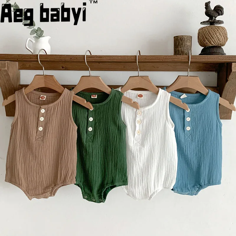 

Детский комбинезон из хлопка и льна, без рукавов