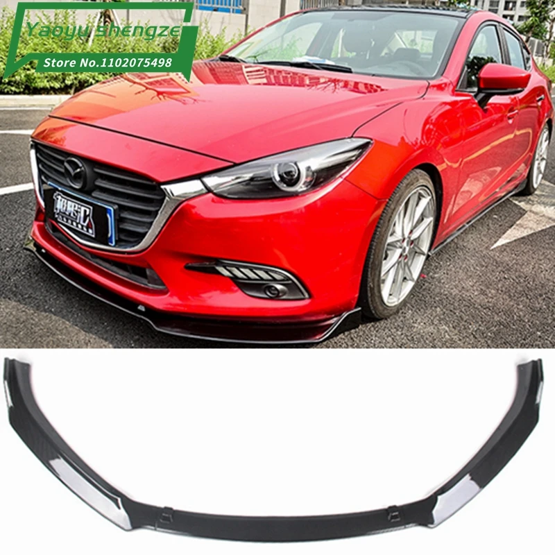 

For Mazda 3 Axela Sedan Front Lip 2014 Appearance ABS Plastic Three-section Front Shovel Front Spoiler Decorative Auto Par