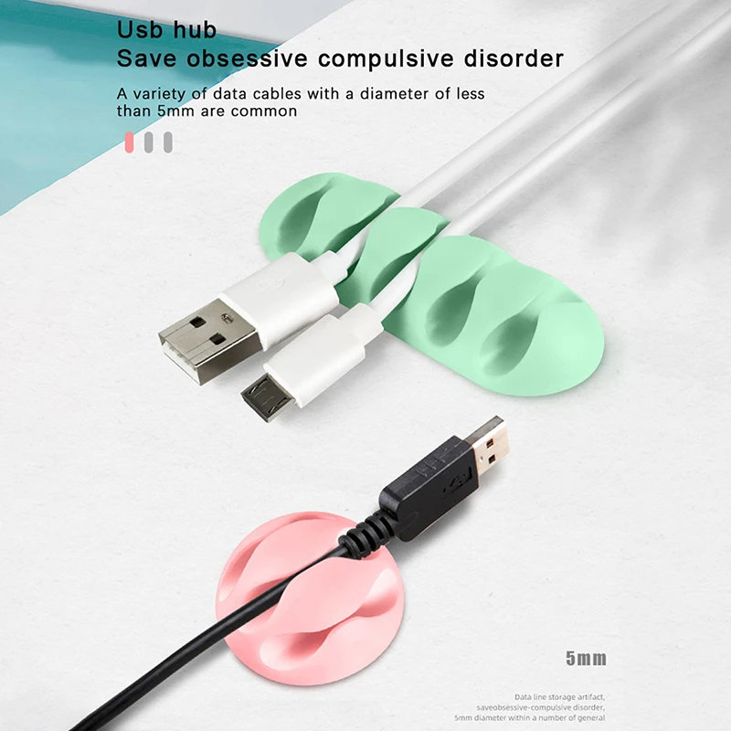 

Silicone Cable Organizer USB Data Cable Winder Flexible Cable Management Cord Clips Self Adhesive Snap Organizer Car Wire Holder