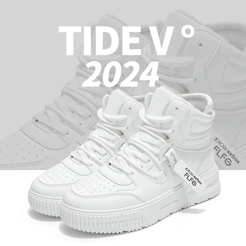 Кроссовки высокие из ПУ кожи для мужчин и женщин белые дышащие Эспадрильи на