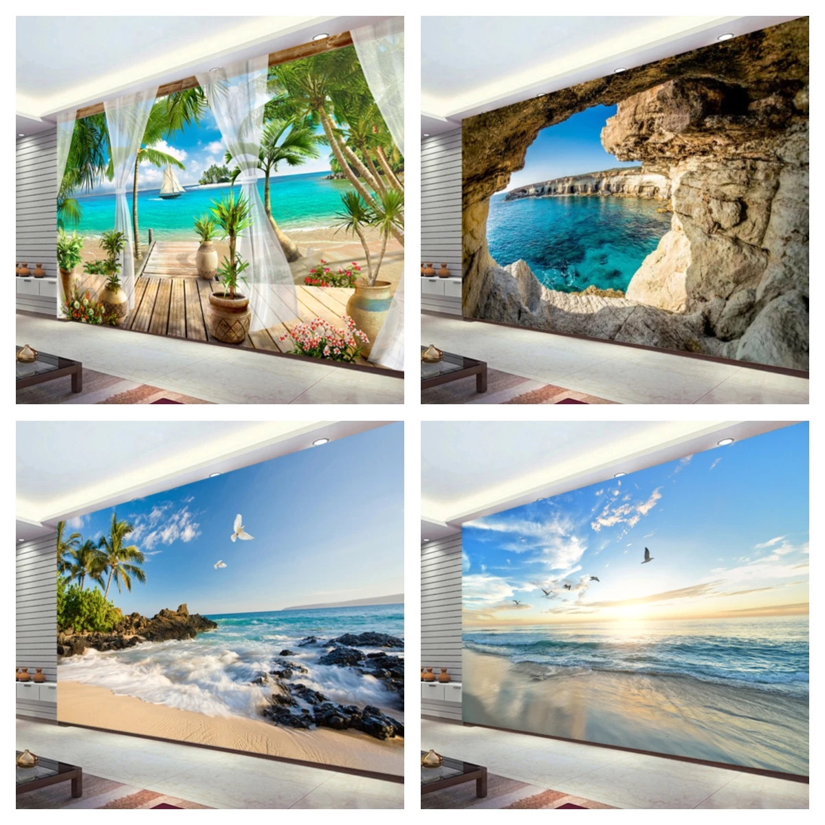 

3D Photo Wallpapers Modern Beach Seascape Nature Mural Living Room Bedroom Interior Decorative Vinyl Wall Painting Wall Cloth