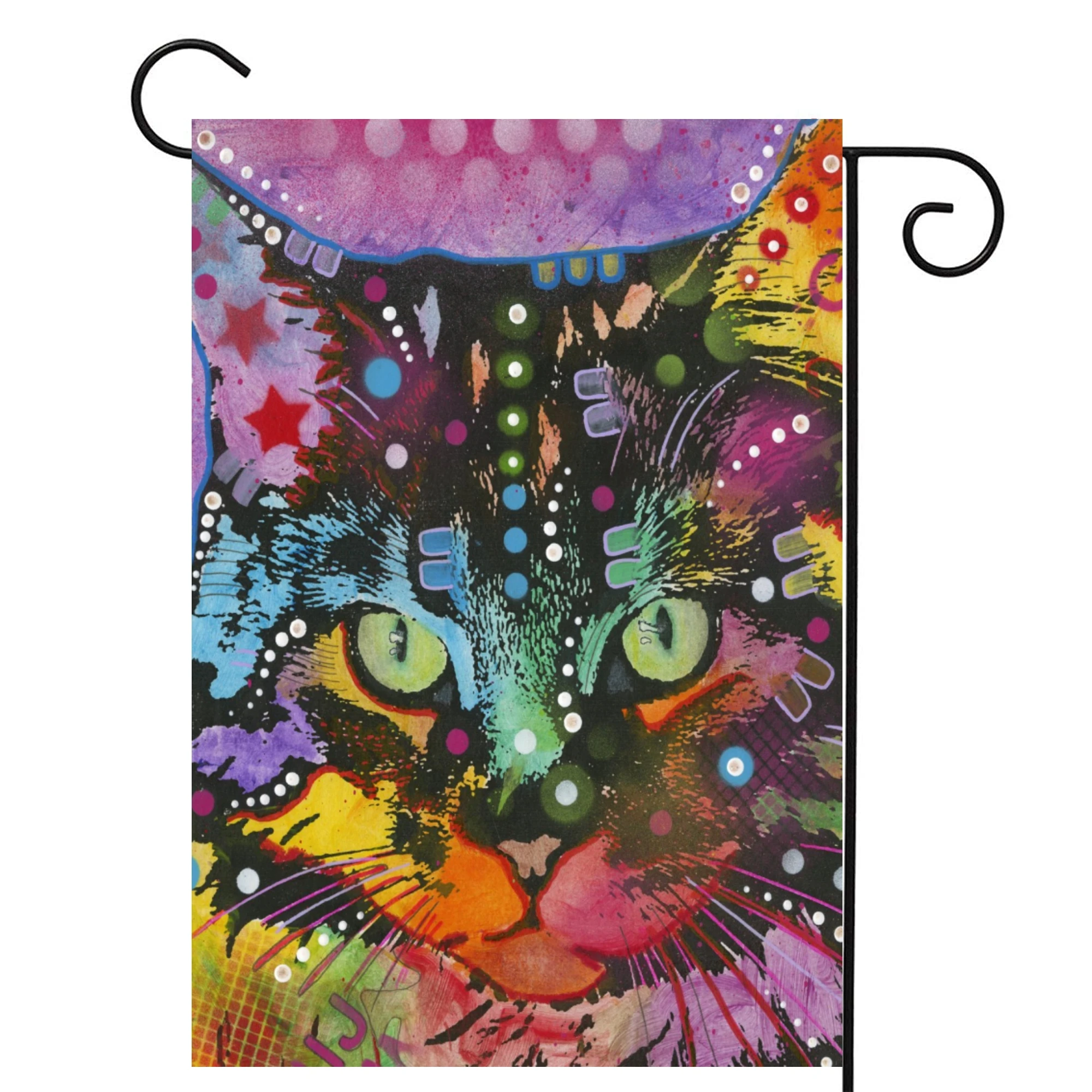 Neon Cat Garden Flags Colorful Psychedelic Double Sided Flag for Outdoor Kitten House Yard Decorations Polyester Animal Flags