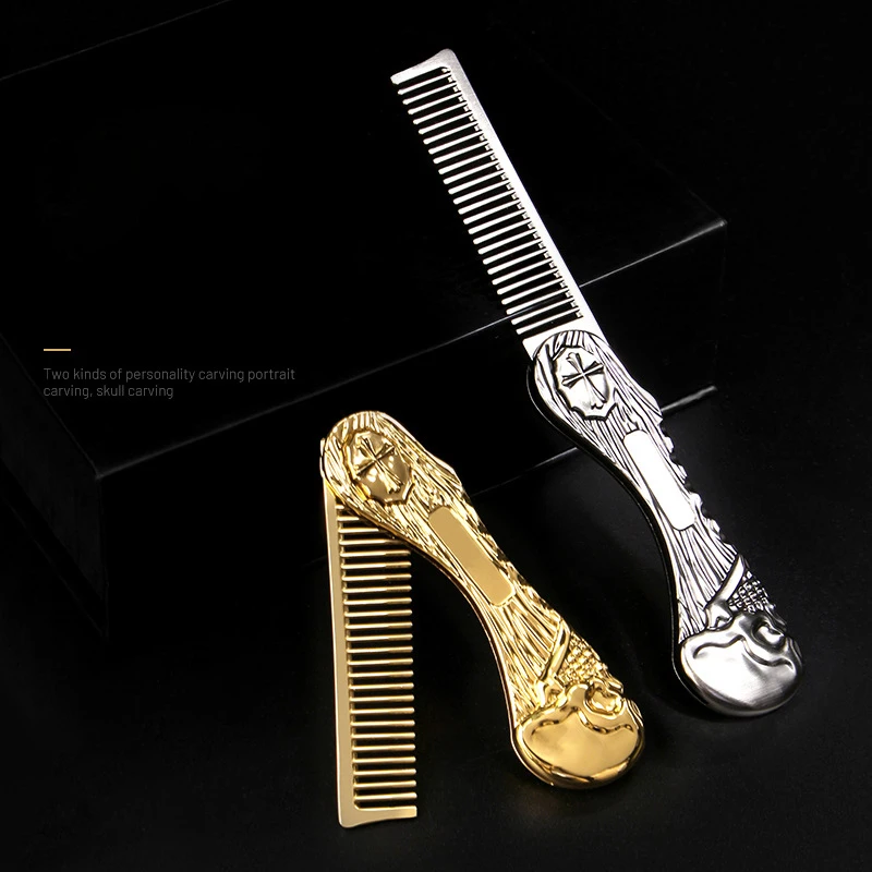 

1Pcs Zinc Alloy Folding Comb For Men Anti Static Mustache Comb Wholesale Hairdressing Styling Beard Comb