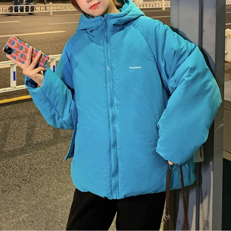 Women Hooded Coat Thick Cotton Padded Ladies Overcoat Casual Loose Parkas Female Korean Solid Outerwear 2021 Winter Down Jackets