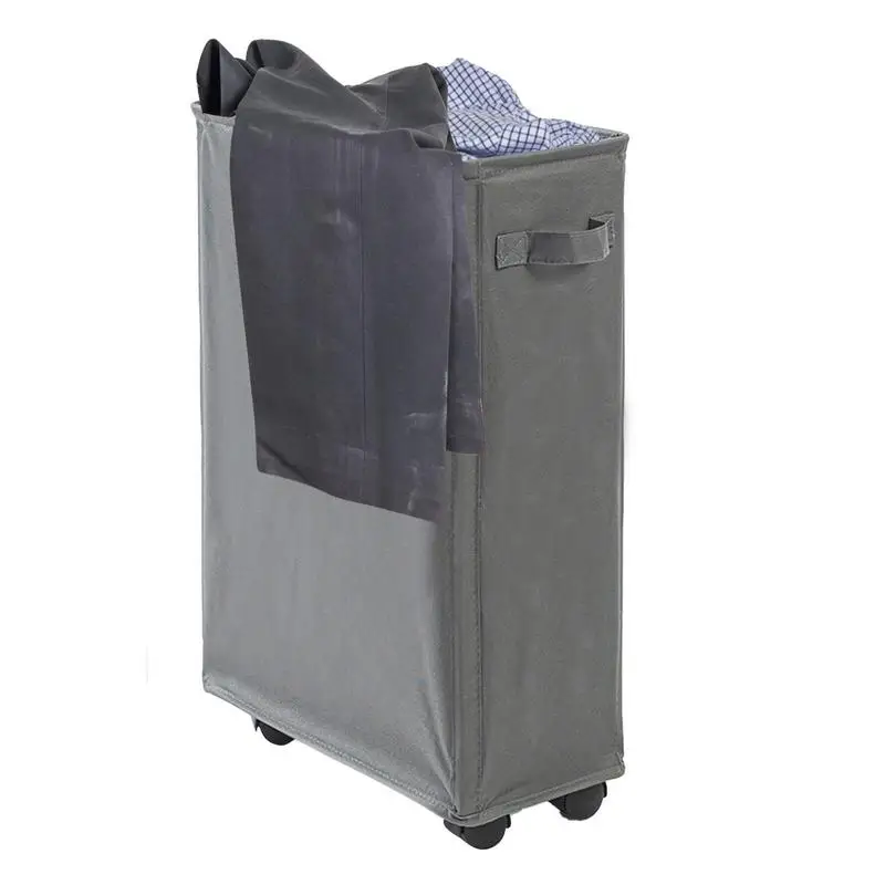 

Collapsible Laundry Baskets Large Folding Washing Slim Hamper 42L Dirty Clothes Storage Bin Freestanding Tall Foldable Washing