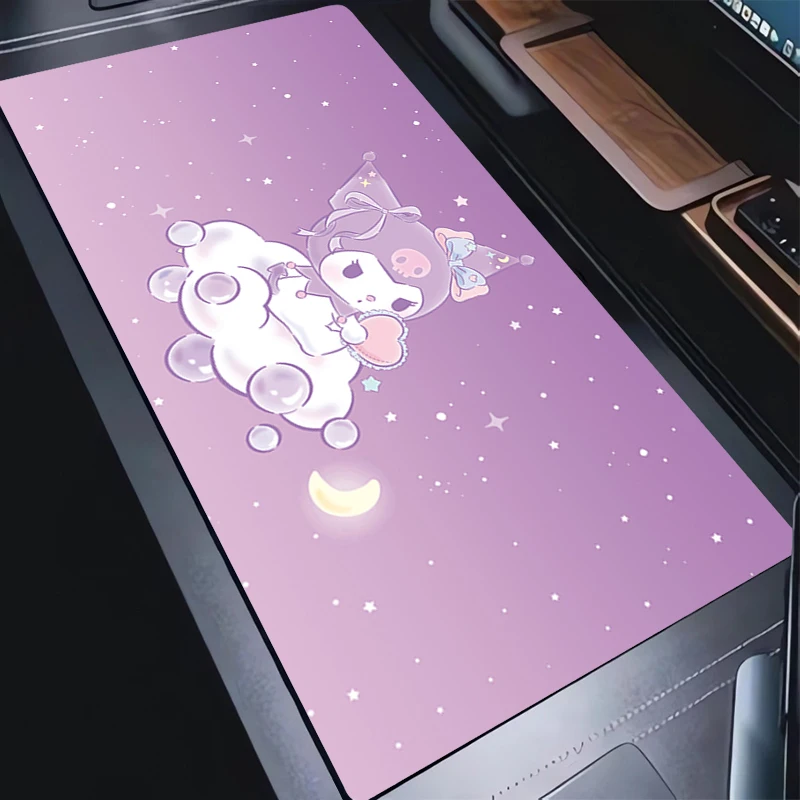 Фото Коврик для мыши ПК Kawaii Skull Moon Star Расширенный настольный коврик Аниме Фиолетовый K-kuromi Коврик для клавиатуры с бантом Ноутбук Облака Игровой коврик для мыши №1
