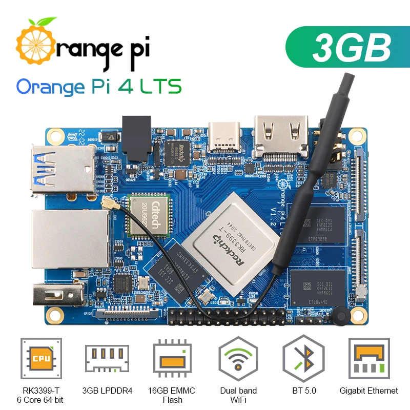Orange Pi 4 LTS 3 ГБ LPDDR4 + 16 Гб EMMC проекционная микросхема поддержка Wi-Fi BT5.0 Gigabit Ethernet