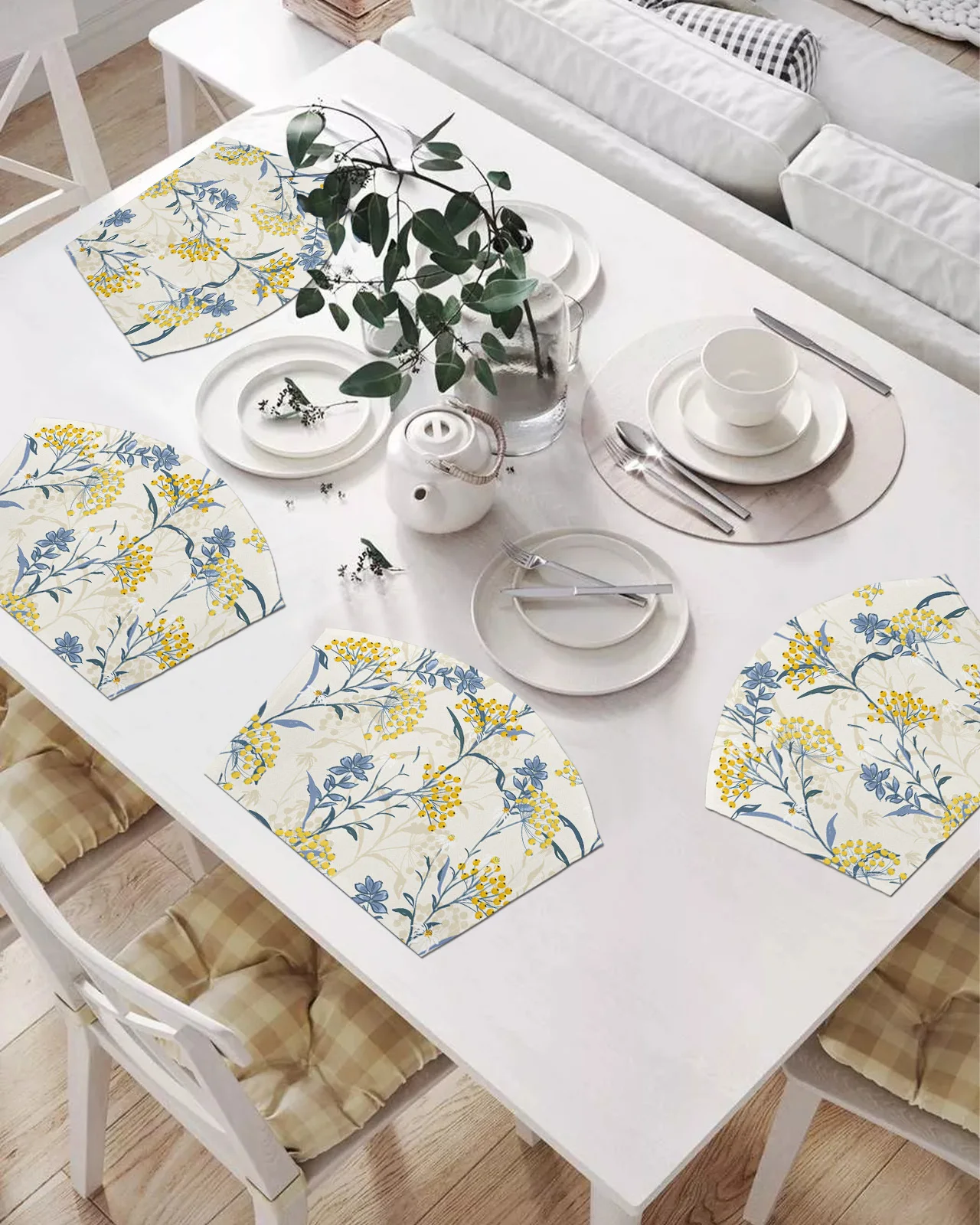 

Набор подставок в форме веера, 2/4/6 шт., текстурные коврики для стола с растениями, подставка под чашу, Рождественский домашний декор, кухонны...