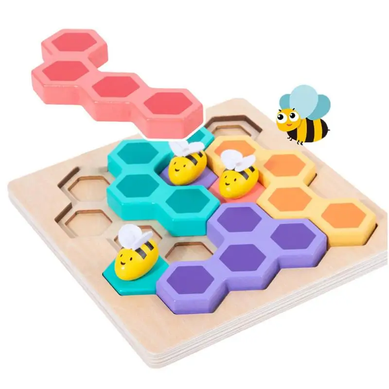 

Wood Color Sorting Puzzle Early Learning Preschool Educational Gift Clamp Bee Hive Game Toddler Fine Motor Skill Toy Montessori