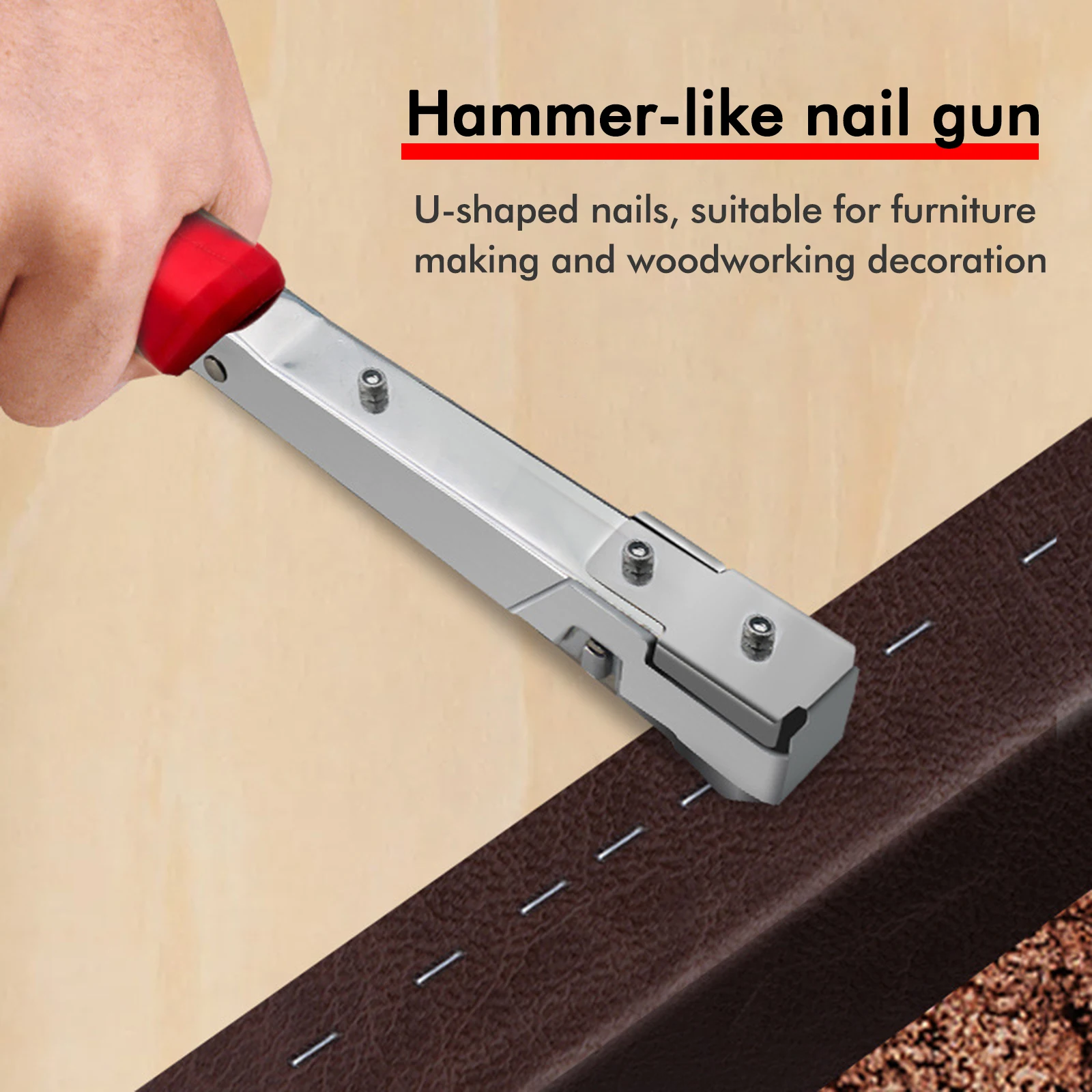 Multifunctional Nail Gun Alloy Manual Nailer for Wood Boxes Furniture Carpet DIY Wire Indoor Decoration Woodworking Tool