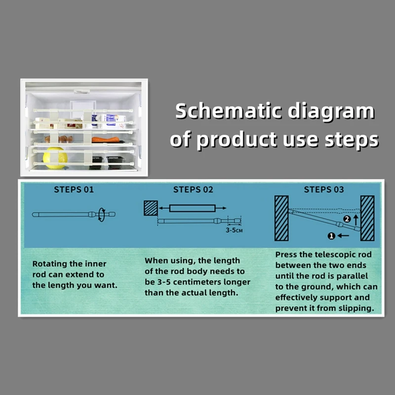 4 шт. регулируемые натяжные стержни для холодильника автодома хранения еды