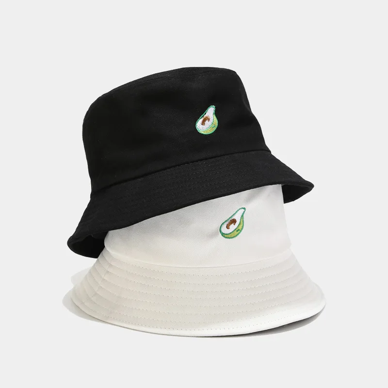 

avocado embroidered fisherman's hat men's and women's cotton foldable trend basin hat spring and summer outdoor bucket hat