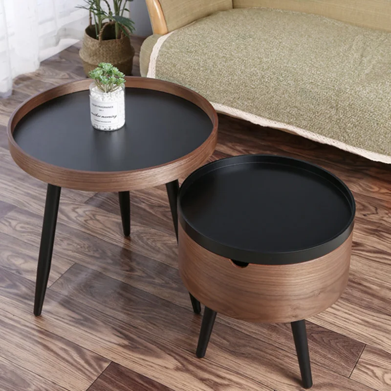 

Italian Minimalist Round Combination Coffee Table Small Apartment Living Room Side Table Light Luxury Balcony Coffee Table HY