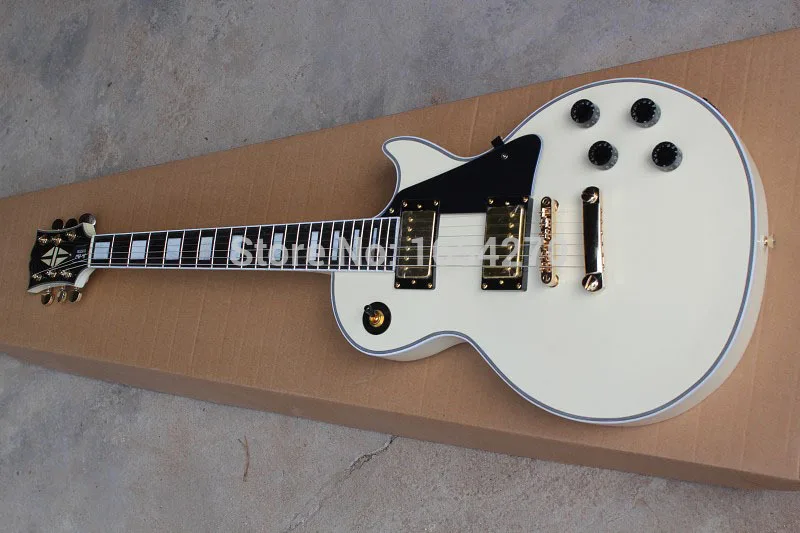 

HOT who.ale Top quality white LP G CUSTOM guitar with Golden Electric Guitar 151007
