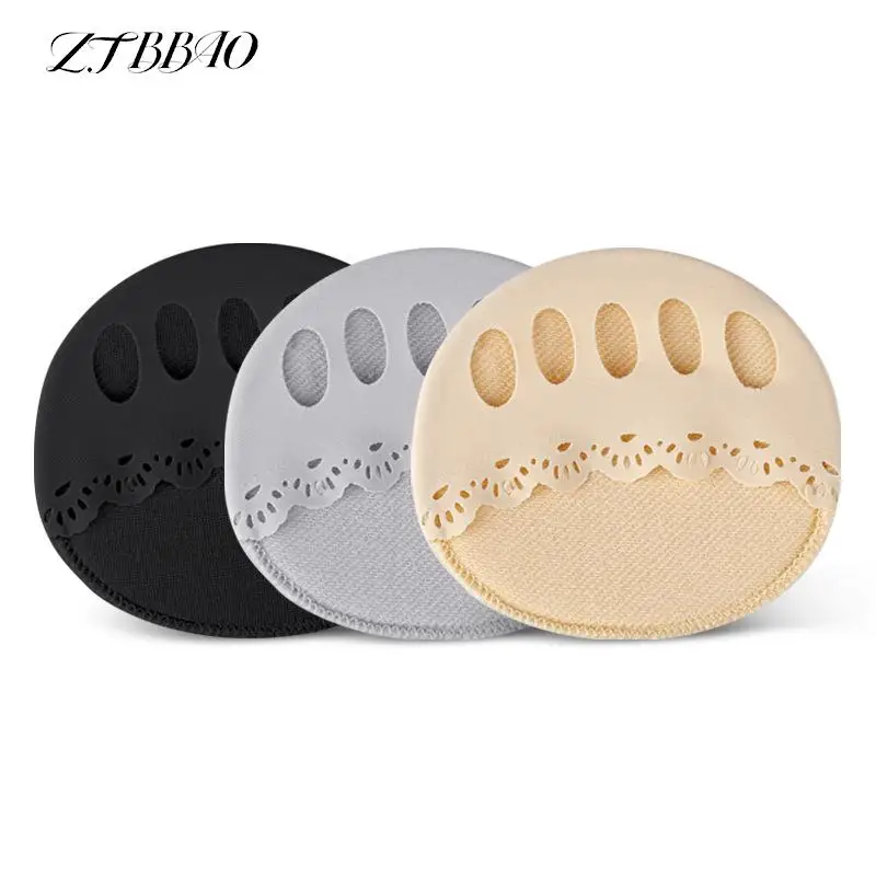 

1Pair Soft Breathable Cushioning Lace Hollow Leaky Toe Pad Wear-Resistant Invisible Half Toe Socks Soft Five Toes Forefoot Pads