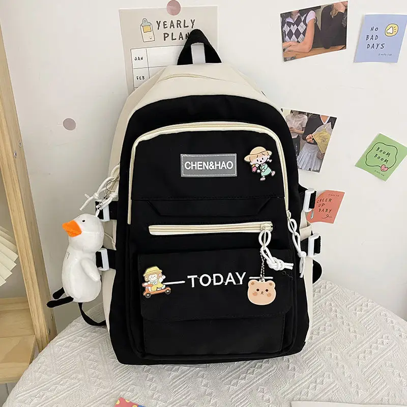 Подростковый рюкзак для девочек, школьные нейлоновые черные школьные сумки, Женский Школьный рюкзак, повседневная школьная сумка 2022