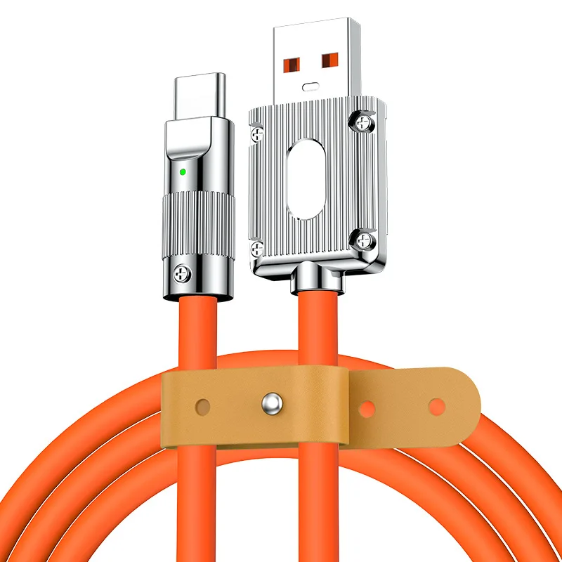 

6A Fast Charging Cable with LED Indicator 66W Charger Zinc Alloy Plug Data Cable for Iphone for Android Mobile Phone