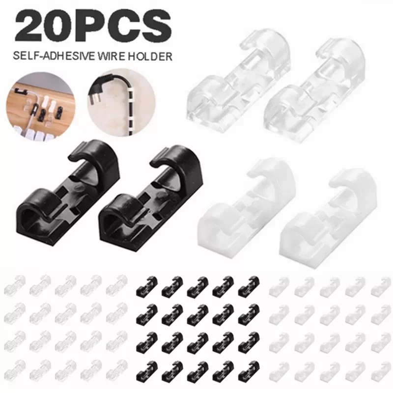 

Pcs Cable Clips Organizer Drop Wire Holder Cord Management Self-Adhesive Cable Manager Fixed Clamp Wire Winder