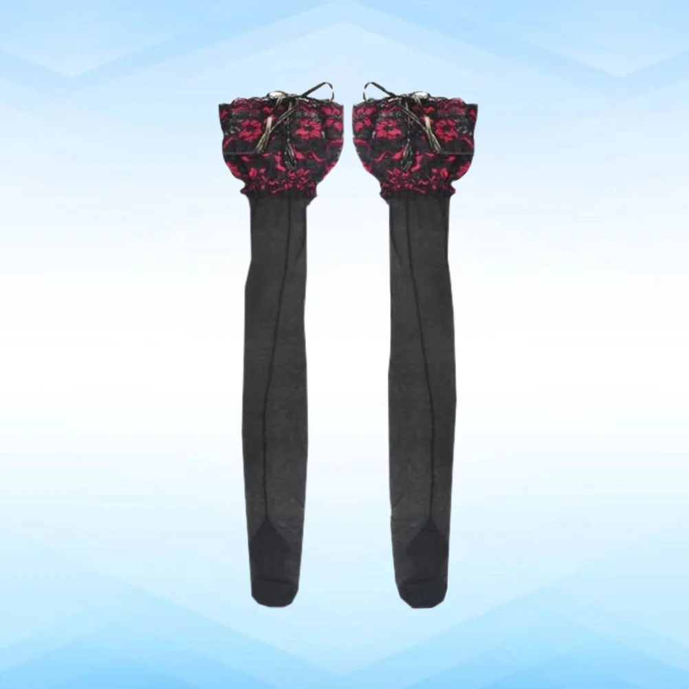 

Кружевные чулки в сеточку, модные регулируемые высокие чулки до бедра, колготки для телефона (черный цвет, подходит для Рождества