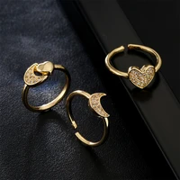 star moon love simple open ring inlaid with brick ring dance rings 2022 trend true 18k gold rings 14k gold rings for women ami