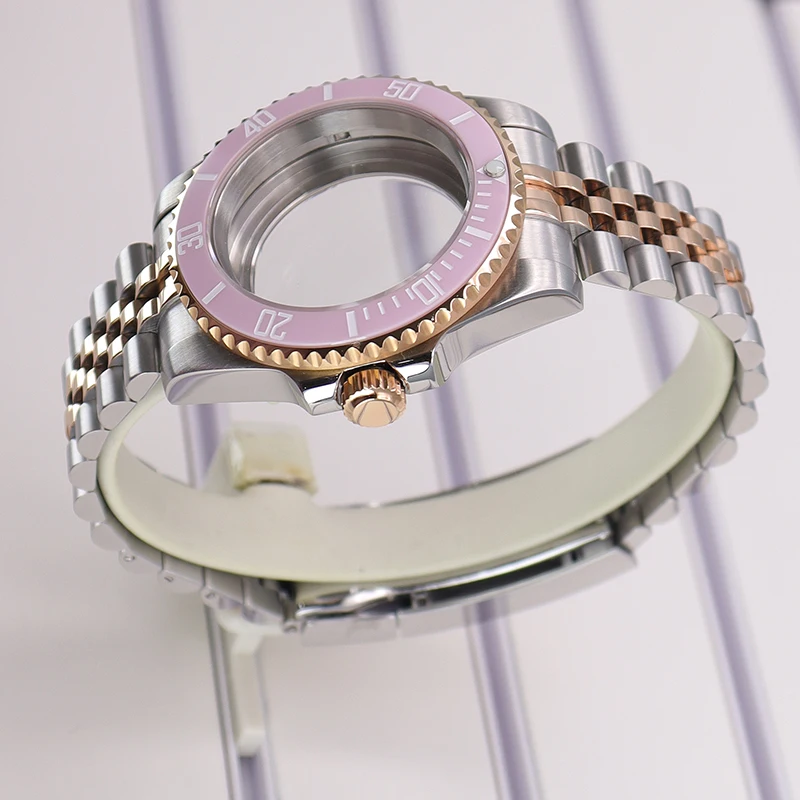 Корпус часов Feiyashi 40 мм сапфировое стекло розовый безель для Seiko NH35 NH34 NH36/34 Miyota 8215 ETA