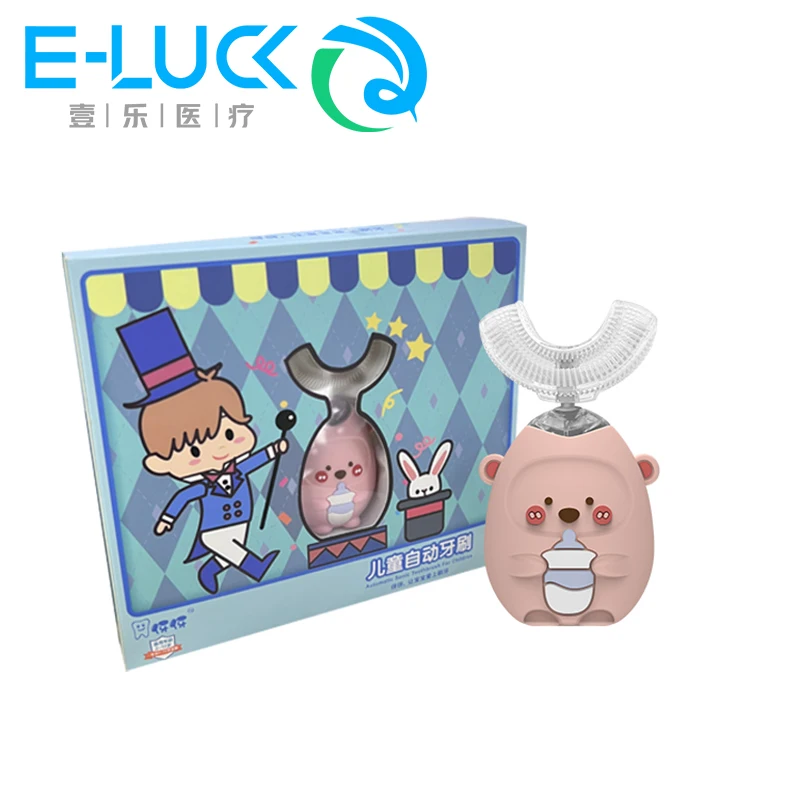 

Детская U-образная электрическая зубная щетка, силиконовая щетка с рисунком медведя, 360 градусов, ультразвуковая зубная щетка с USB-зарядкой